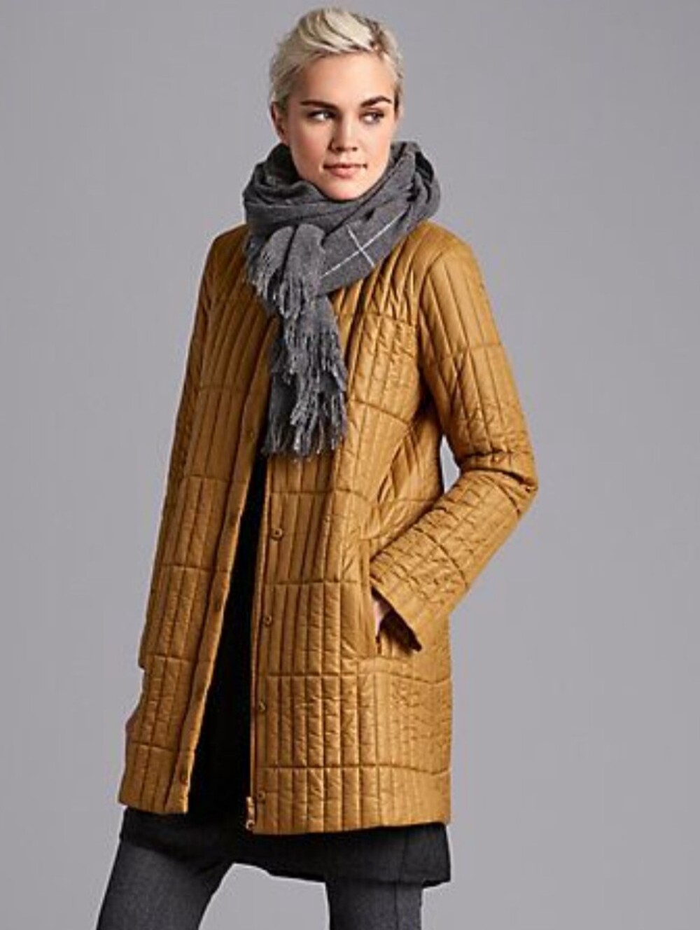 NWOT Eileen Fisher Quilted Stand Up Collar Coat Puff Jacket Petite Medium